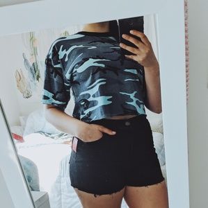 Blue Camo Crop Tee